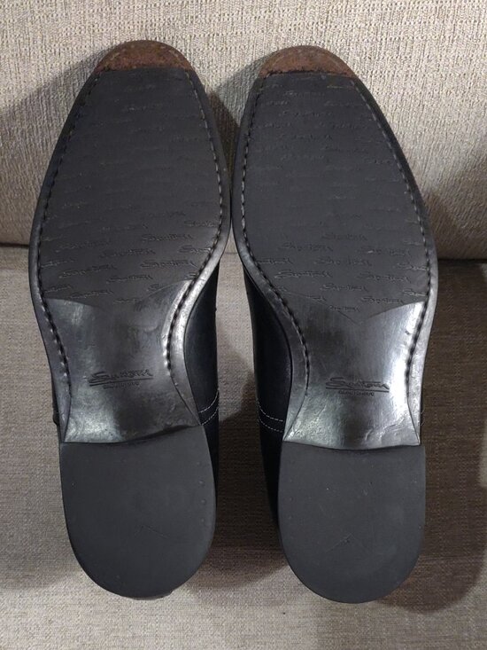 Santoni Caoutchouc Black Leather Ankle Boots Men\'s SIZE US 8 main image 8
